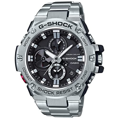 Image of Casio Men's 54.00mm Solar Watch with Grey Analogue dial and Silver Metal Strap GST-B100D-1AER