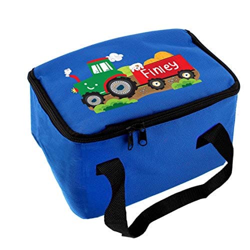 Image of Personalised Tractor Blue Lunch Bag - Kids, School, Nursery, Back to School, Packed Lunch