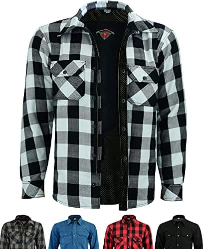Image of Texpeed Mens Motorcycle Motorbike Jacket - Biker Shirt Made With 280gsm Aramid And Protective CE Armour (EN 1621-1) White - L