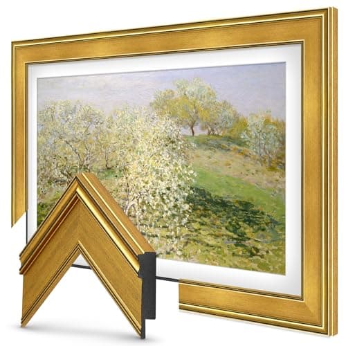 Image of Antique Gold 3" Color Chip Premiere Deco TV Frame (32",43",50",55",65",75",85") Compatible ONLY with Samsung The Frame and Pro TVs (Fits 2021-2026, LS03A,LS03B,LS03C,LS03D,LS03FA,LS03FW)