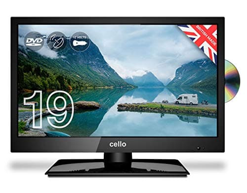 Image of Cello 12 Volt 19" inch ZRTMF0291 Traveller LED Digital TV Built-in DVD Freeview HD and 12 volt Adaptor, Built in satellite receiver with HDMI and USB for recording from Live TV, Made In The UK