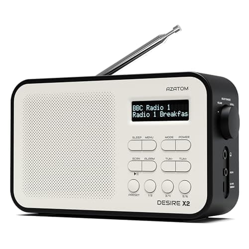 Image of DAB/DAB+ & FM Portable Digital Radio | Simple Controls | Dual Alarms & Sleep Timer | Battery & Mains Powered (4x”AA”) | Bluetooth | Perfect for Home, Office or Outdoors | AZATOM Desire X2 (Black)