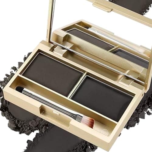 Image of 2-Colour Eyebrow Palette – Multi-Purpose Use for Eyeshadow Hairline & Contour – Waterproof & Long-Lasting – Compact & Portable Brow Kit – Dark Brown Powder for Natural Finish(#02)