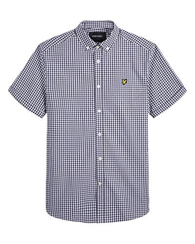 Image of Lyle and Scott Mens Men's Short Sleeve Gingham Shirt - Cotton - M Navy/White
