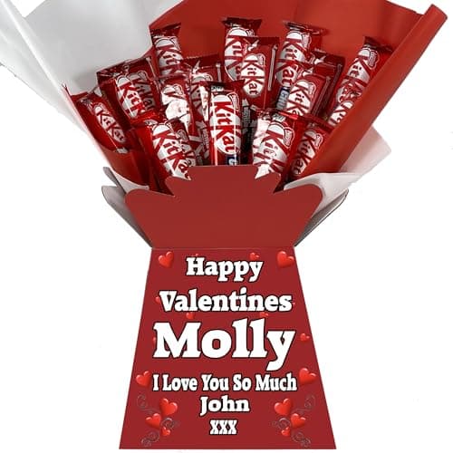 Image of Personalised Luxury Chocolate Bouquet Hamper – Personalised Sweet Gift for Him or Her – Great Choice for Birthdays, Christmas or Any Occasion (Compatible with KITKAT)