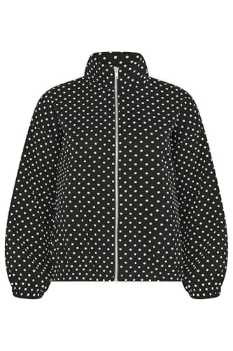 Image of PixieGirl Petite Black Polka Dot Funnel Neck Jacket Petite