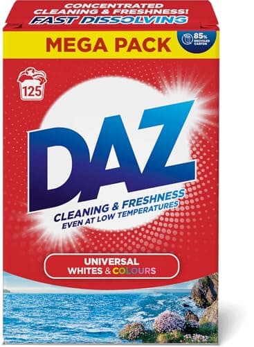 Image of Daz Washing Powder 125 Washes – Family Pack Laundry Detergent for Brilliant Whites & Powerful Stain Removal – Long Lasting, Fresh Scent. 6.25kg