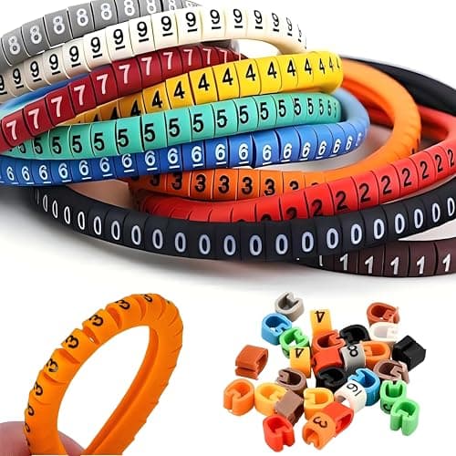 Image of Denipry 500 Pcs Wire Cord Cable Marker Set, Cable Wire Marker 0-9 Number 10 Color-Coded Wire Labels Marking Tool PVC Cable Markers Reliable Wire Labels for Electrical Cord Management Fix Cables