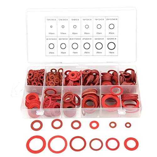 Image of Artillery 600 Pcs Fibre Washer Assorted Kit, Steel Paper Insulation Washers Kit with Storage Box for Industry and Plumbing(12 Size Red)