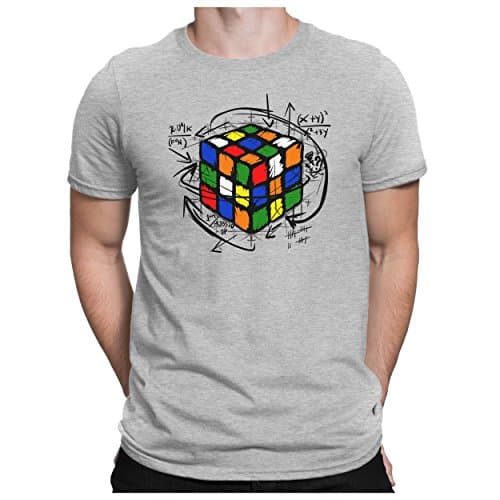 Image of PAPAYANA - Rubik-Cube - Men's Fun T-Shirt - Printed Tee - Cutton - Regular Fit - M - Heather Grey