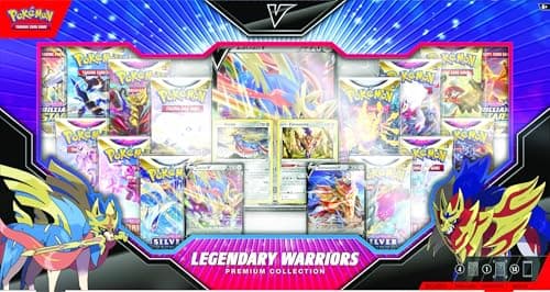 Image of Pokemon TCG: Legendary Warriors Premium Collection Box, Zacian Zamazemta Promos, Gift for Kids, 14 Booster Packs from Sword & Shield