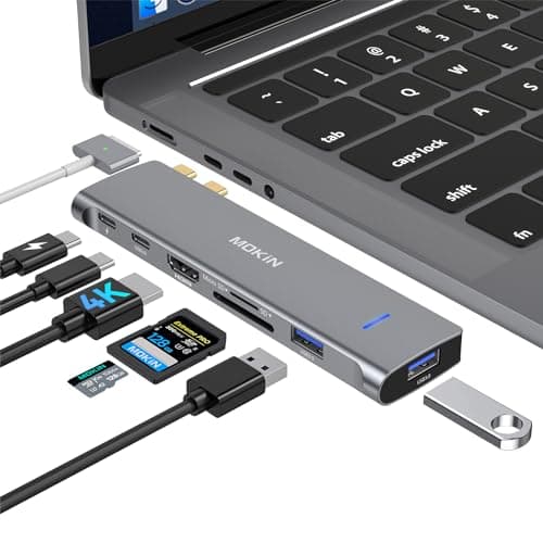 Image of MOKiN USB C Adapter, 7 in 2 MacBook USB Multiport Adapter, Mac Dongle with 4K HDMI, USB 3.0, TF/SD, Thunderbolt 3 and PD 100W, USB-C Hub for MacBook Air/Pro M1/M2/M3
