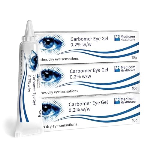 Image of HydraSole Carbomer 0.2% Eye Gel – Hydrating Nighttime for Dry Eyes, Lubricating Gel Drops for Tired, Soothing Relief from Itchy, Irritated, Sensitive - 10g Pack of 3 - Brand May Vary