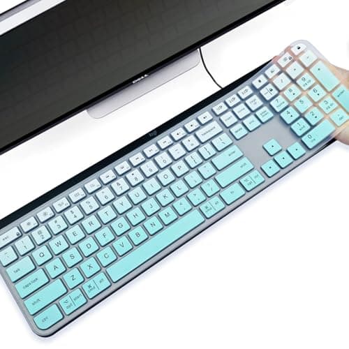 Image of YongMai Keyboard Cover Silicone for Logitech Craft, Keyboard Cover for Logitech MX Keys Advanced Wireless Illuminated Keyboard, Keyboard Skin Waterproof Dustproof Easy to Clean (Mint Green)