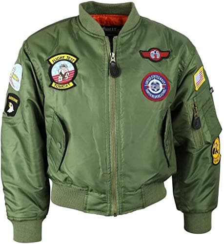 Image of Kombat UK Kids MA1 Flight Jacket - Olive Green, Size 7-8