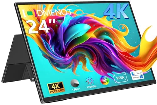 Image of 4K Large 24" UHD 3840x2160 120% sRGB Portable Monitor Second External Monitor for Macbook Laptop Mini PC with VESA Support HDMI USB-C Gaming Screen for PS5/Xbox (O2401) (4K