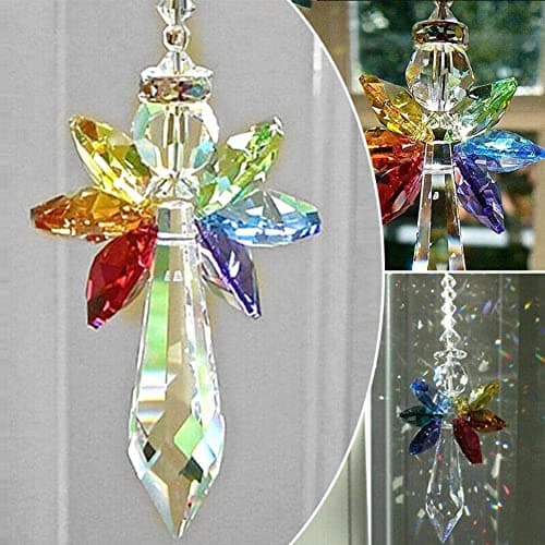 Image of Rainbow Angel Crystal Beads Suncatcher Colorful Crystal Chandelier Pendants Window Wall Hanging Decor Prism Ornament For Car Home Decoration Creative and Popular