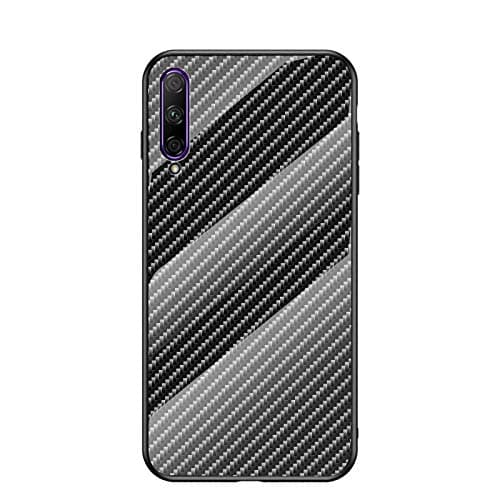 Image of MadBee for Huawei Honor 9X Pro Case [with Screen Protector],9H Tempered Glass Back Cover [Fiber Pattern Design]+ Soft TPU Silicone Bumper [Shock Absorption] Fully Protective Case (Black)