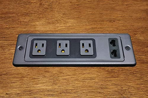 Image of Electriduct in-/On-/Under-Desk Power Strip - 3 AC Outlets & 2 CAT6 Ethernet RJ45 Data Ports Tabletop Station, 8FT Extension Cord, Black