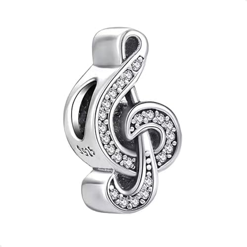 Image of 925 Sterling Silver Music Note Charm fits Pandora Moments Charms Bracelets - Treble Clef Bead - Gift for Women Her & Girls Daughter Mum Nan Wife Daughter Sister