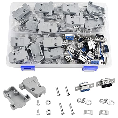 Image of WMYCONGCONG 30 PCS DB9 Solder Connector 9 Pin Male and Female D-Sub Solder Type Connector with Plastic Cover Housing