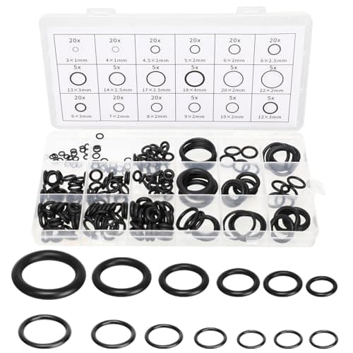 Image of Arcjunys O-Ring Set - Assorted Sizes, Seal Kit, 225 Pcs - Black Rubber O-Rings for Plumbing & Automotive Repair