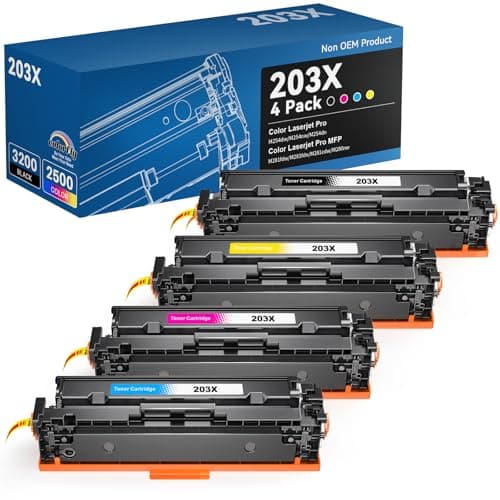 Image of colorfly 203X CF540X Toner Cartridge Compatible for HP 203X 203A CF540X/CF541X/CF542X/CF543X as Replacement with Color Laserjet Pro M254dw/M254nw/M254dn MFP M281fdw/M281fdn/M281cdw/M280nw (4 Pack)