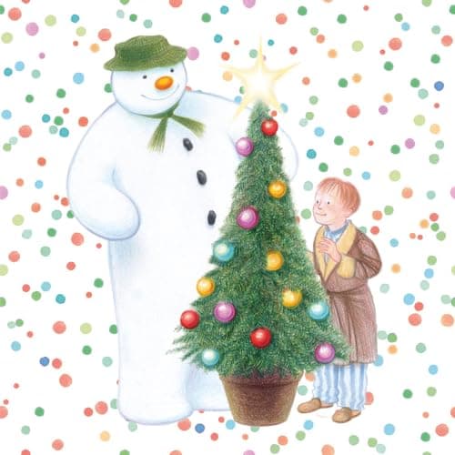 Image of Anniversary House Official The Snowman™ 'Festive Party' Lunch Napkins 3ply | Christmas Napkins | Disposable Paper for Christmas Table Decoration or decoupage| 33 x 33cm | Pack of 20 | PJ037