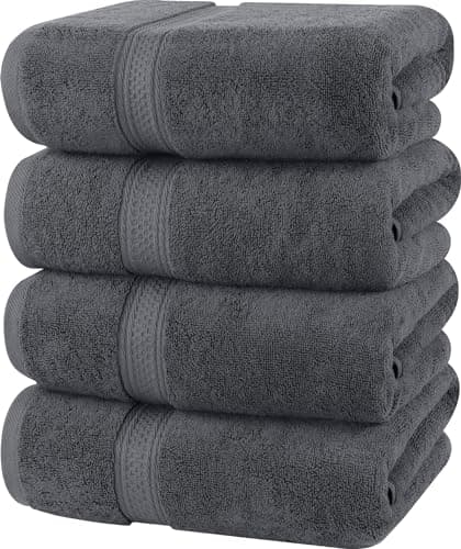 Image of Utopia Towels - 4 Piece Bath Towels Set (69 x 137 CM) - Premium 100% Ring Spun Cotton - Quick Dry, Highly Absorbent, Soft Feel Towels, Perfect for Daily Use (Grey)