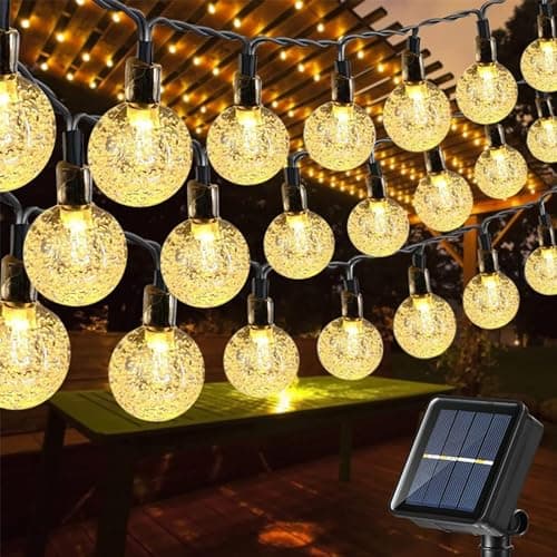 Image of Moxled Solar Garden Lights Outdoor, 56ft/17M 100 LED Solar String Lights Waterproof, Solar Powered Crystal Ball Indoor/Outdoor Fairy Lights Decorative for Garden, Patio, Yard, Parties (Warm White)