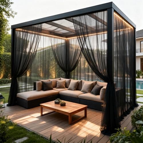 Image of Outdoor Mosquito Netting 10.5ft x 10ft (320x305cm), 30GSM High-Density Fine Mesh for Gazebo Side Wall & Pergola, DIY Cut to Size Bug Screen for Large Garden Canopy, UV-Resistant Breathable Shield