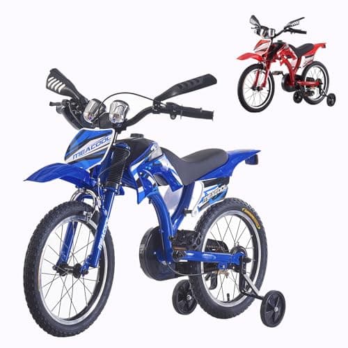 Image of TRIOBLADE 16"/18"/20" Kids Bike Boys&Girls Kids Bicycle Motocross Motorcycle Bike Simulated Motorbike Sound With Removable Stabilisers Wheels for Ages 3-9 Years Old (18inch Blue)