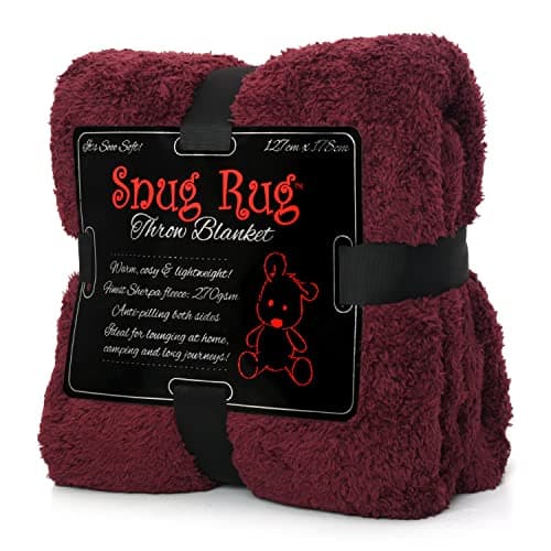 Image of Snug Rug Special Edition Blankets Luxury Sherpa Fleece 127 x 178cm (50" x 70") Sofa Throw Blanket (Mulberry Red)