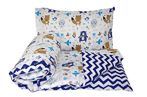 Image of Baby's Comfort Reversible 2pcs Baby Bedding Set Duvet/Quilt Cover + Pillowcase (120x90cm for cots and cotbeds, 3 - Beige Chevron/Cream)