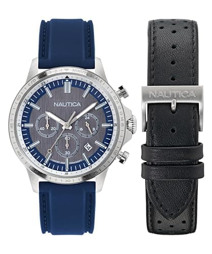 Image of Nautica Men's NCT Blue Ocean Chronograph Watch, Blue/Black/Silver, One Size