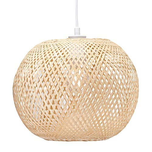 Image of Eco Friendly Modern Spherical Cage Designed Bamboo Strap Ceiling Pendant Lamp Shade | 28cm x 30cm | 60w Max | Shade Only by Happy Homewares