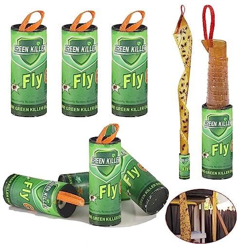 Image of BTORER 8Pcs Fly Insect Catchers Rolls hanging Fly Ribbon, Sticky Hanging Fly Tape Catcher Ribbon, Fruit Fly Gnat Trap for House, Garden, Bullpen, Stable,Pasture - Eco-Friendly Non-Toxic (8)