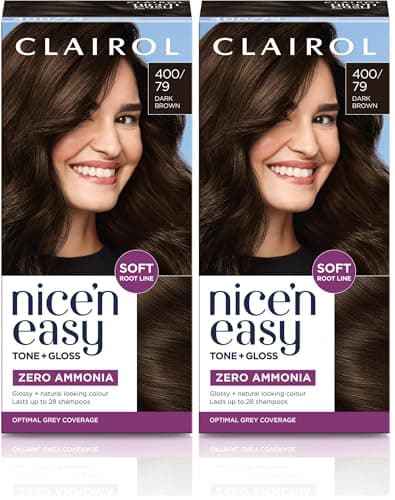 Image of Clairol Nice'n Easy Tone+Gloss Semi Permanent Hair Dye - 400/79 Dark Brown (Pack of 2)