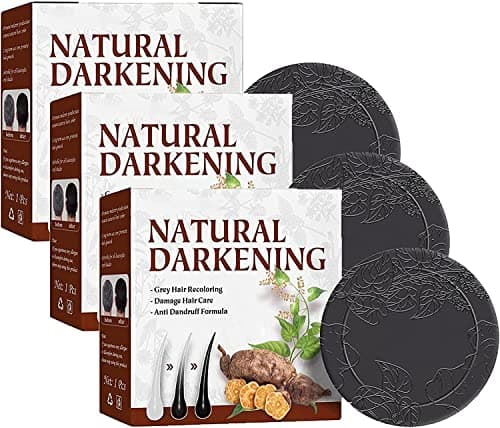 Image of Organic Grey Reverse Shampoo Bar,Hair Darkening Shampoo Bar,He Shou Wu Shampoo Soap,Essence Hair Darkening Shampoo Soap for Moisturize and Repair Hair Damages (3pcs)
