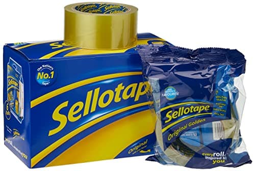 Image of Sellotape Original Golden Tape Roll Non-static Easy-tear Large 48mmx66m Ref 1443304 [Pack of 6]