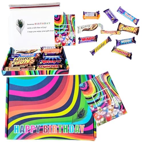 Image of Happy Birthday Chocolate Gift Box - 10 Assorted Premium Chocolate Bars - Letterbox Friendly Gift, Perfect for Kids, Teens, Adults