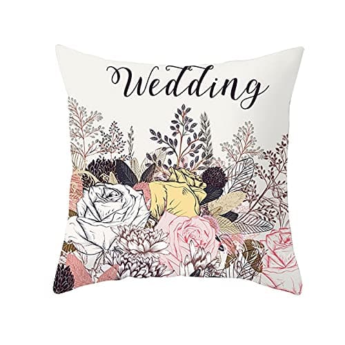 Image of Lieson Throw Pillow Cases, 1Pcs 16x16 Throw Pillow Covers Sofa Cushion Covers Multi-Color 40x40cm Rose flower grass Wedding, Polyester