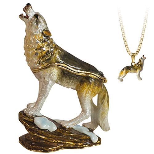 Image of Arora Secrets from Hidden Treasures 1087 Wolf Howling Trinket Box