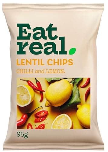 Image of Eat Real Chips Variety Pack | Lentil, Quinoa & Hummus Chips | Gluten-Free, Vegan Snacks | Healthy Baked Crisps | Mixed Flavours Pack (Eat Real Lentil Chips - Chilli & Lemon 95g)