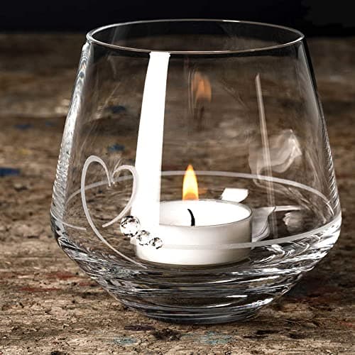 Image of Petit Valentine Heart Votive tealight holder embellished with Swarovski crystals (premium clear cup tealight included) for Valentines Day