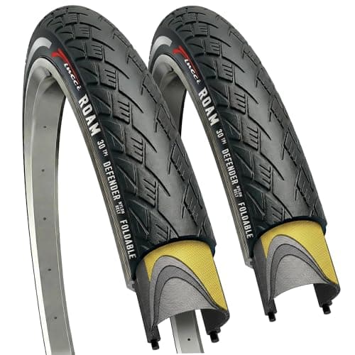 Image of Fincci Bike Tyres 700x35c - Pair Reflective City Foldable Tires 28 inch with 1mm Nylon Puncture Protection, Tyre 37-622, 60 TPI for Electric, Hybrid, Mtb, Road and Touring Bicycles - Pack of 2
