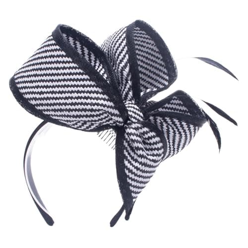 Image of Lawliet Womens Sinamay Fascinator Cocktail Wedding Derby Tea Party Hat Headband (Black with White)