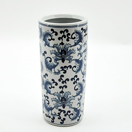 Image of INM Chinese Style Blue White Floral Ceramic Umbrella Stand Stick Holder