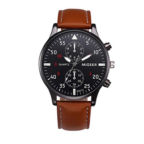 Image of Leather Analog Alloy Quartz Wrist Watch Old School Watch (Brown, One Size)