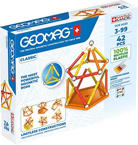 Image of Geomag Classic - 42 Pieces - Magnetic Construction for Children - Green Collection - 100 Percent Recycled Plastic Educational Toys